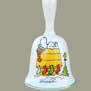 1970's SNOOPY PEANUTS CHARLIE BROWN Vintage CHRISTMAS Porcelain Bell!